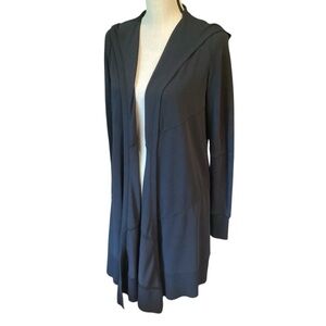CAbi Deep‎ Navy Blue Open Front Hooded Duster Waterfall Cardigan Style 181 XS